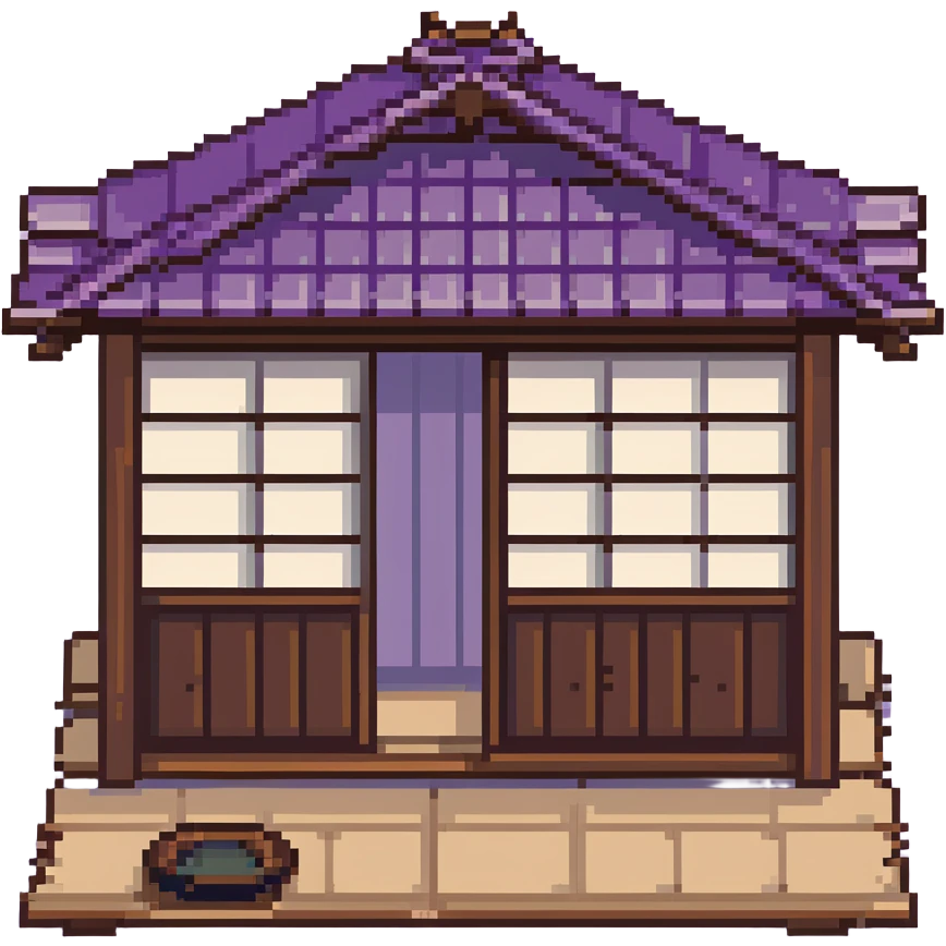 traditional Japanese house with wooden structure, sliding shoji doors, and tatami mat flooring emoji