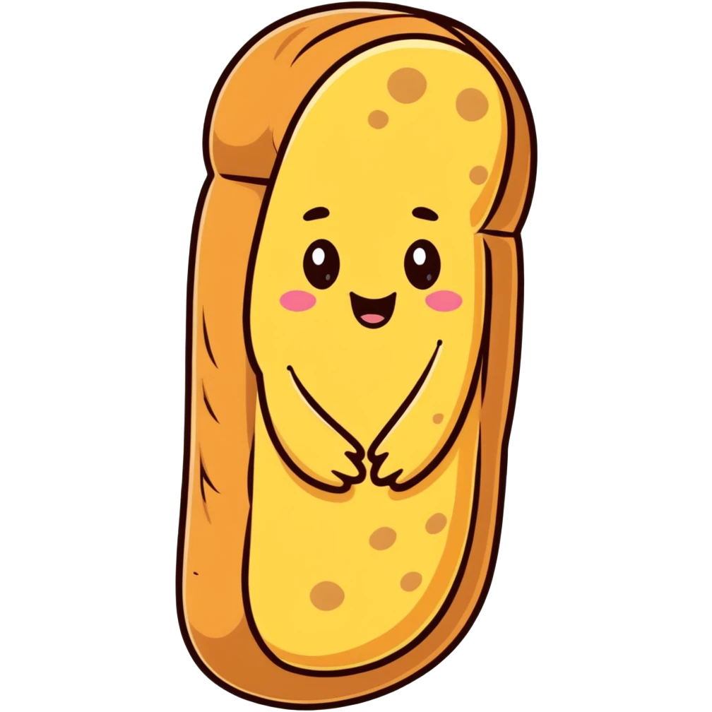 French bread with a happy face emoji