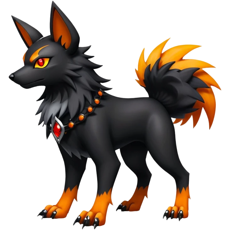 Shiny Gothic Punk’ish Exotic Futuristic Houndoom-Arcanine-Zorua-Torracat-Pokémon-Fakémon-hybrid-creature emoji