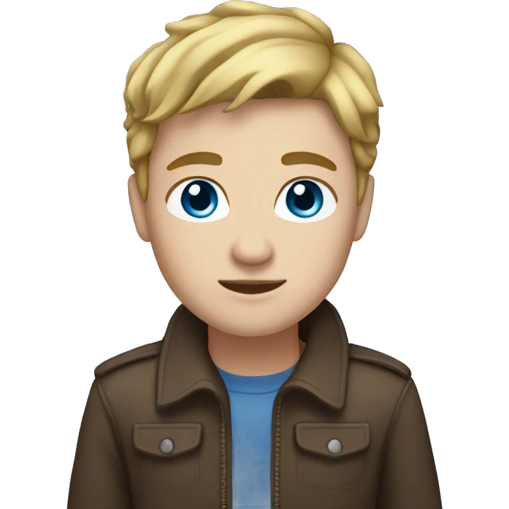 Avatar with brown hair and blonde highlights, blue eyes, and fair skin emoji