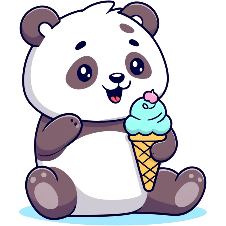 Panda eating ice cream emoji