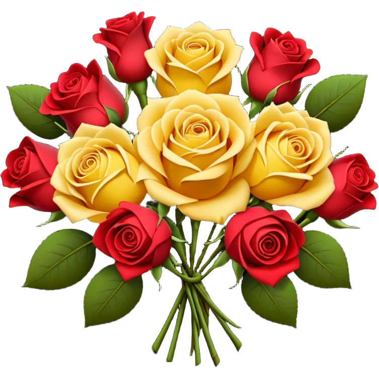 Yellow rose and red rose bouquet with black paper emoji