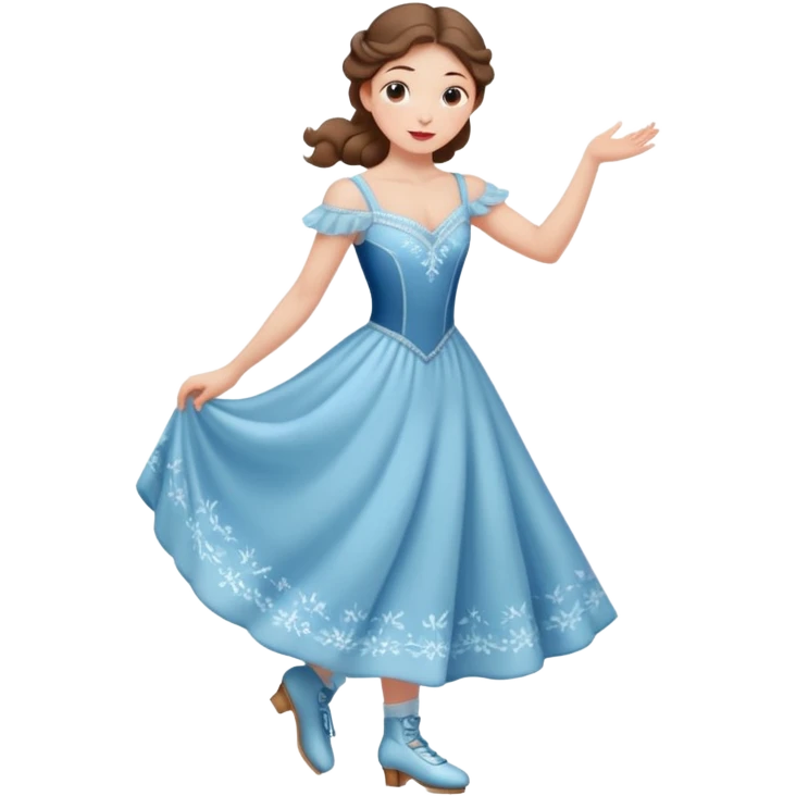 Victorian ice skater in a long dress emoji