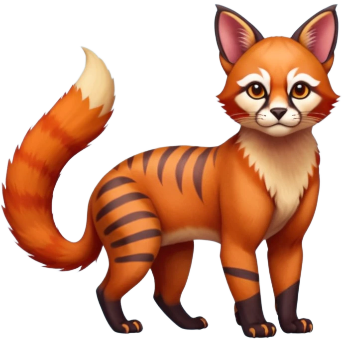 Caracal-Sphynx-Red-Panda-fusion-hybrid-animal-creature, full body emoji