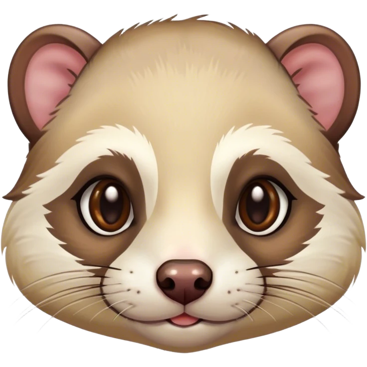 Cinematic Noble Ferret Portrait Emoji, Poised and dignified, with a sleek, elongated body and a distinct ferret head featuring a pointed snout, small, rounded ears, and intelligent, beady eyes, covered in soft, sleek fur with natural brown and cream hues, Simplified yet sharp and sophisticated features, highly detailed, glowing with a warm, natural glow, high shine, exuding an air of quiet confidence, focused and watchful, soft glowing outline, capturing the essence of a clever and majestic ferret that feels as though it could leap from the screen with effortless grace! emoji