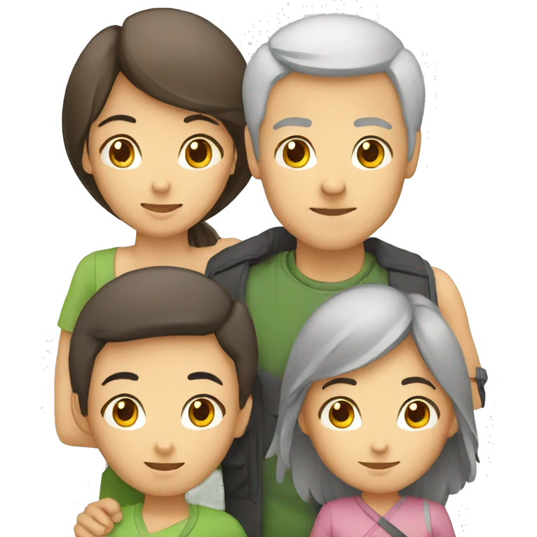 Family 6 people. White mother, asian father emoji