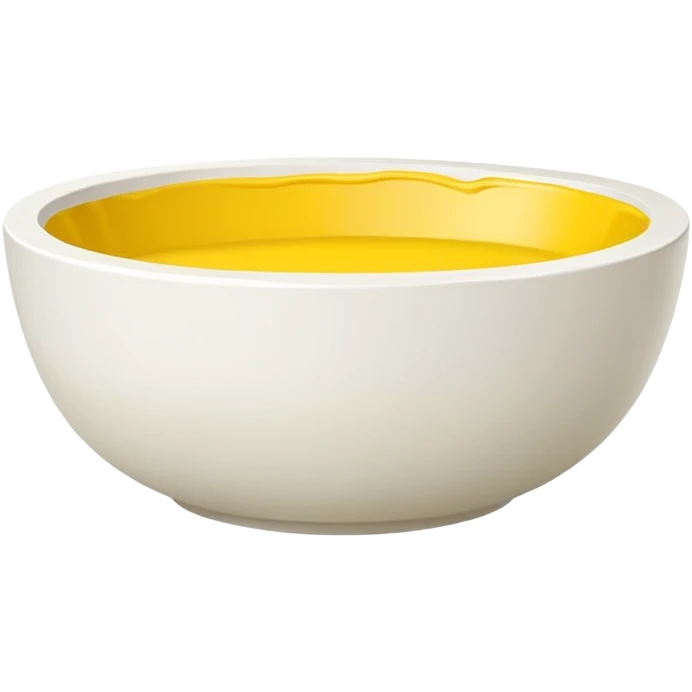 white bowl with flat yellow color inside, no liquid, no gloss, minimal, simple, clear emoji