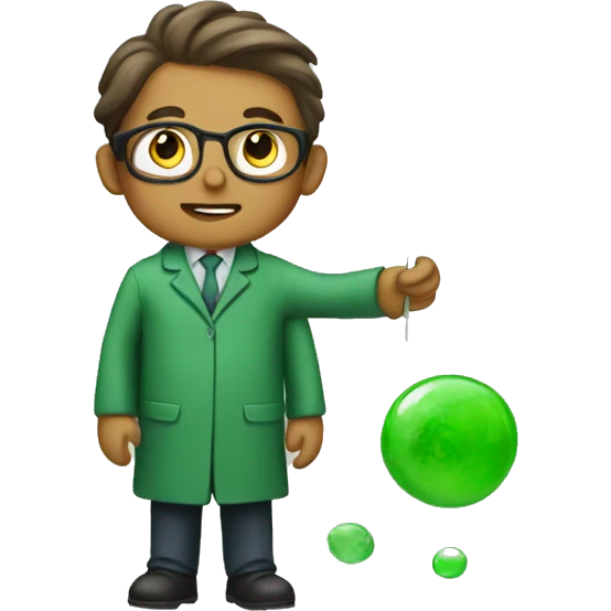A scientist in a green coat draws pictures. emoji