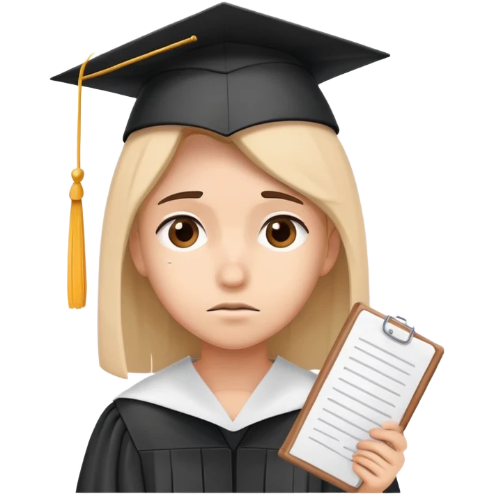 sad student with a failed test paper and a graduation cap emoji