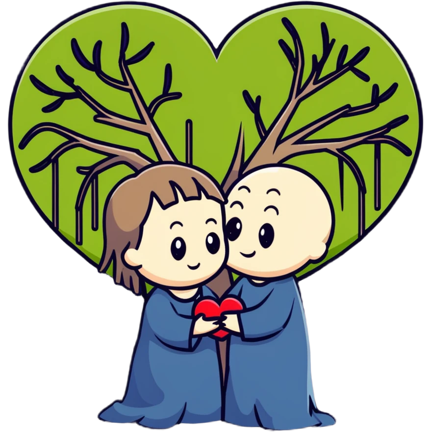 weeping willow tree hugging a heart emoji