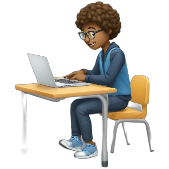 student with a laptop taking the one step in learning emoji