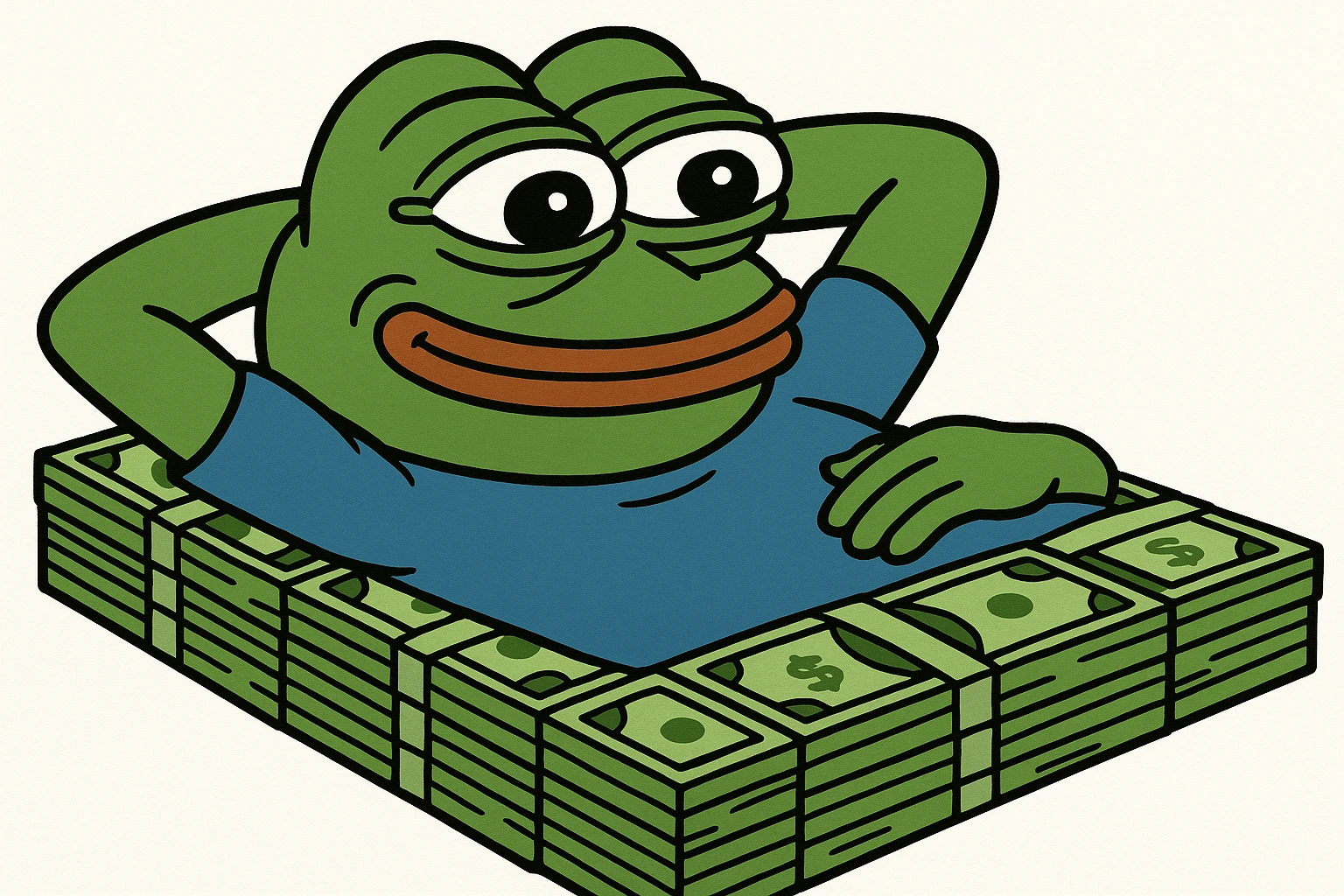 happy person napping on mattress of money emoji