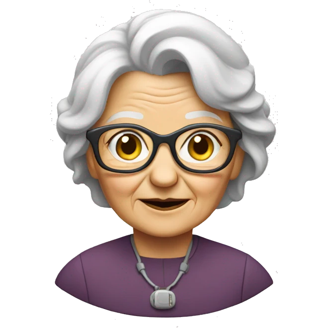 old lady with tech
 emoji