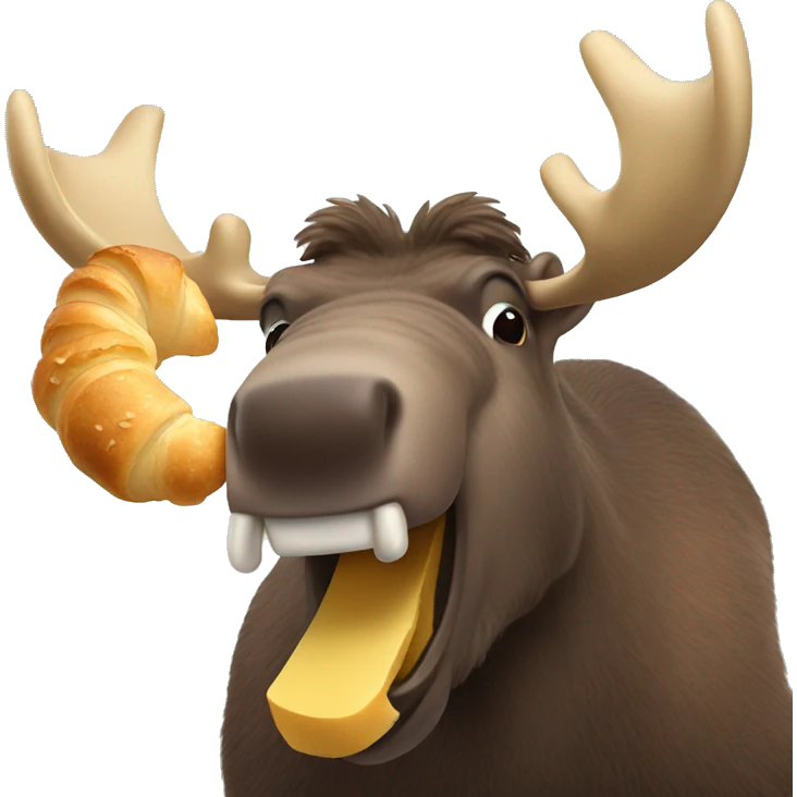Moose eating croissant emoji