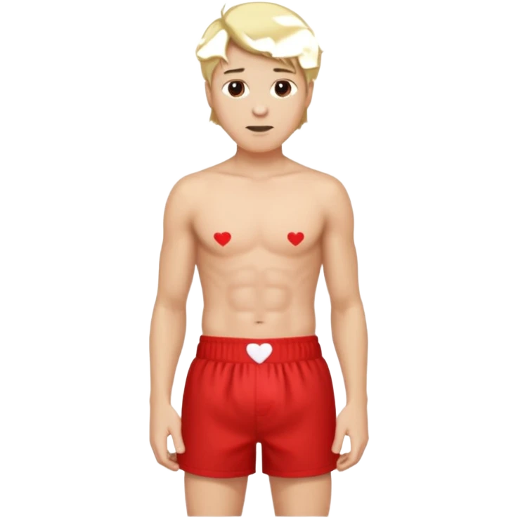 a blonde man with red hearts boxer standing emoji