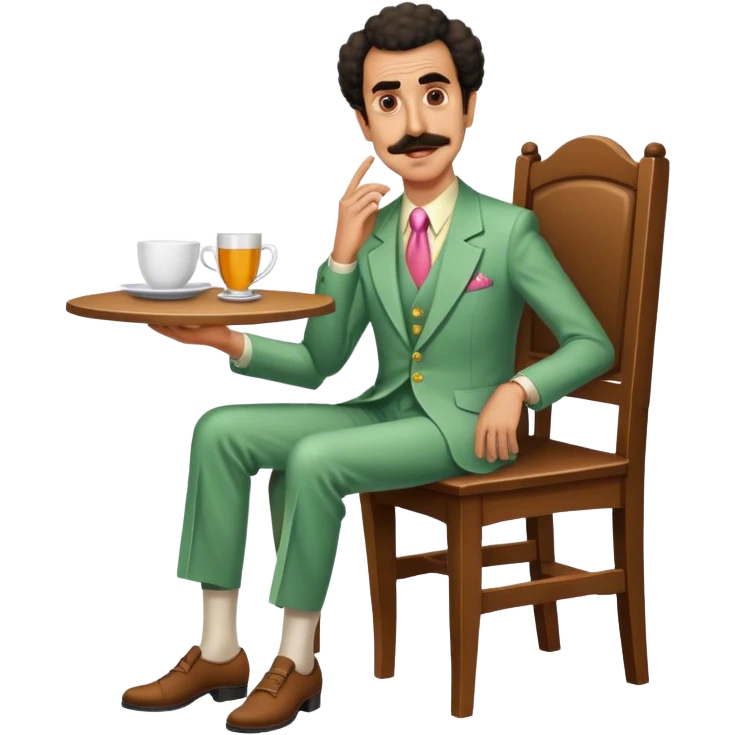 Borat sitting on dining chair emoji