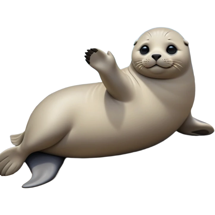 cinematic-seal-realistic-full-body-lounging-emoji,-plump-sleek-body-stretched-out-on-a-rocky-shoreline,-short-smooth-fur-glinting-in-the-sea-breeze,-flippers-tucked-comfortably-beneath-its-body,-large-dark-eyes-filled-with-playful-curiosity,-whiskered-muzzle-lifted-slightly-as-if-smiling,-simplified-yet-realistic-focused-features,-highly-detailed,-glowing-with-a-refreshing-marine-radiance emoji