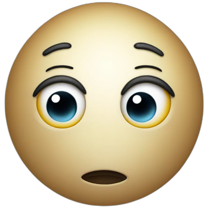 planet Mercury with a cartoon playful face with big calm eyes emoji