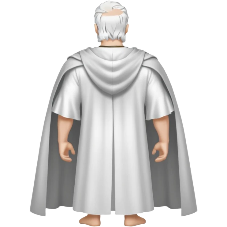 fullbody silverhair god ZEUS, white cape, standing still backview emoji