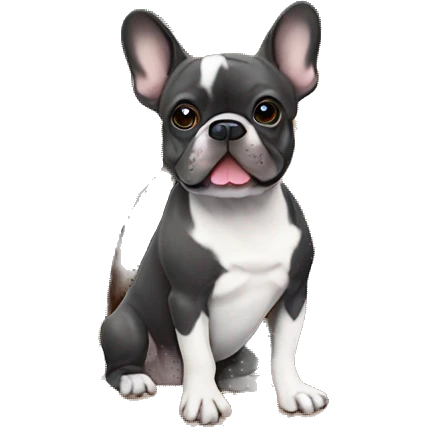 Merle French bulldog in gingerbread house emoji