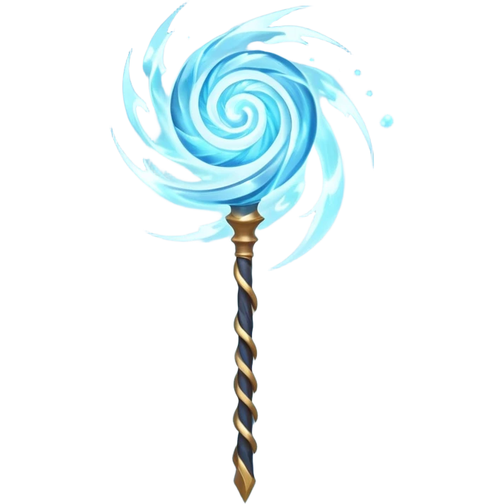 wind elemental staff object icon, fantasy magic staff, swirling wind aura, light blue glow, floating air particles, elegant design, 3D cartoon, mobile game icon style, centered, clean background, soft shadow, no text, no watermark
 emoji
