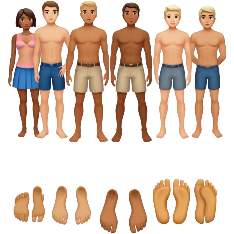 american men and woman photorealistic standing on feet emoji