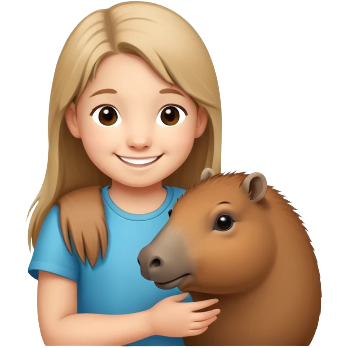 Create emoji with capibara and 10 years old girl emoji