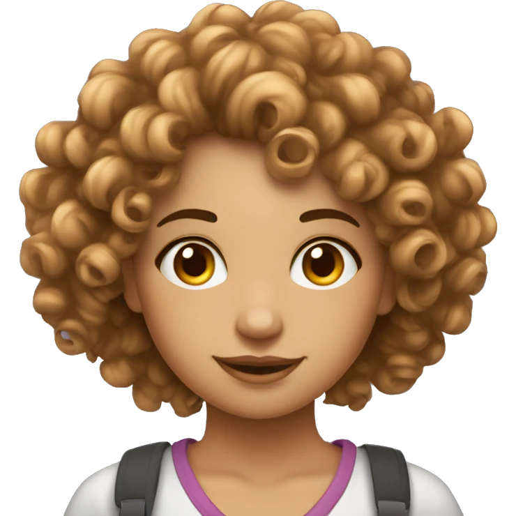 curly hair beautifull girl with laptop emoji