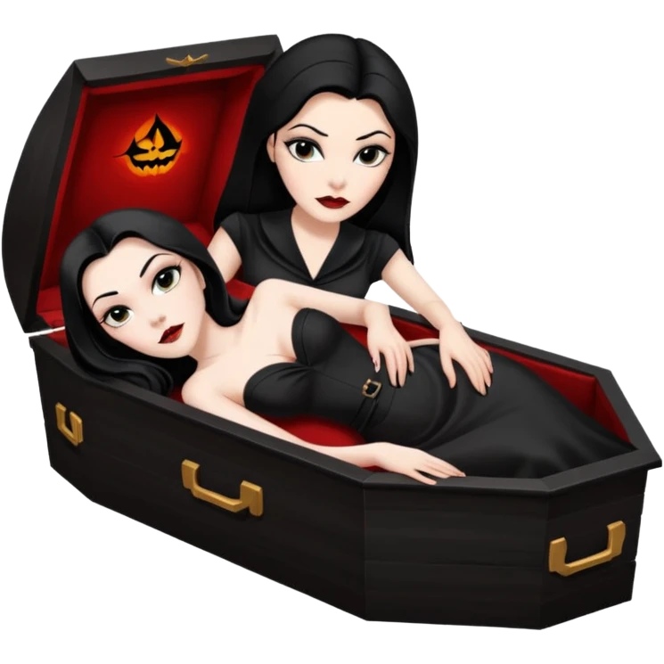 Vampira mulher bonita sexy em seu caixão  emoji