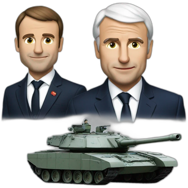Macron et poutin écrabouiller par un tanks emoji