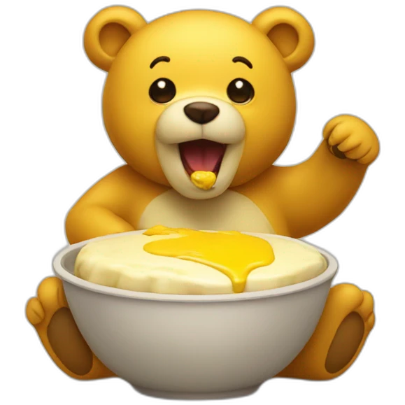 Yellow bear eating Pudding emoji