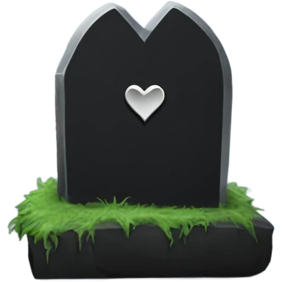a black grave with the letters RIP on a silver heart emoji
