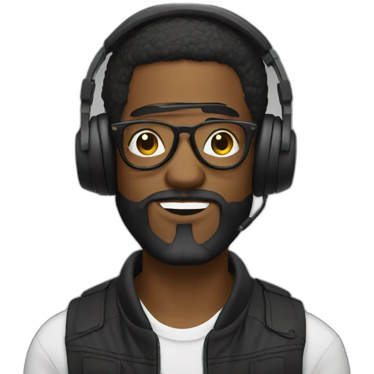 Black dj with a beard in glasses emoji