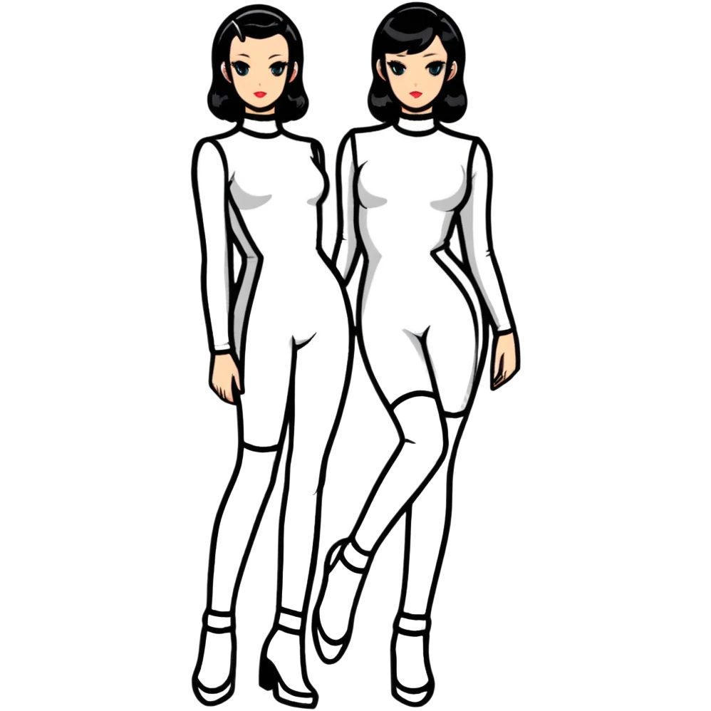 girl in tight latex outfit, full length figure emoji