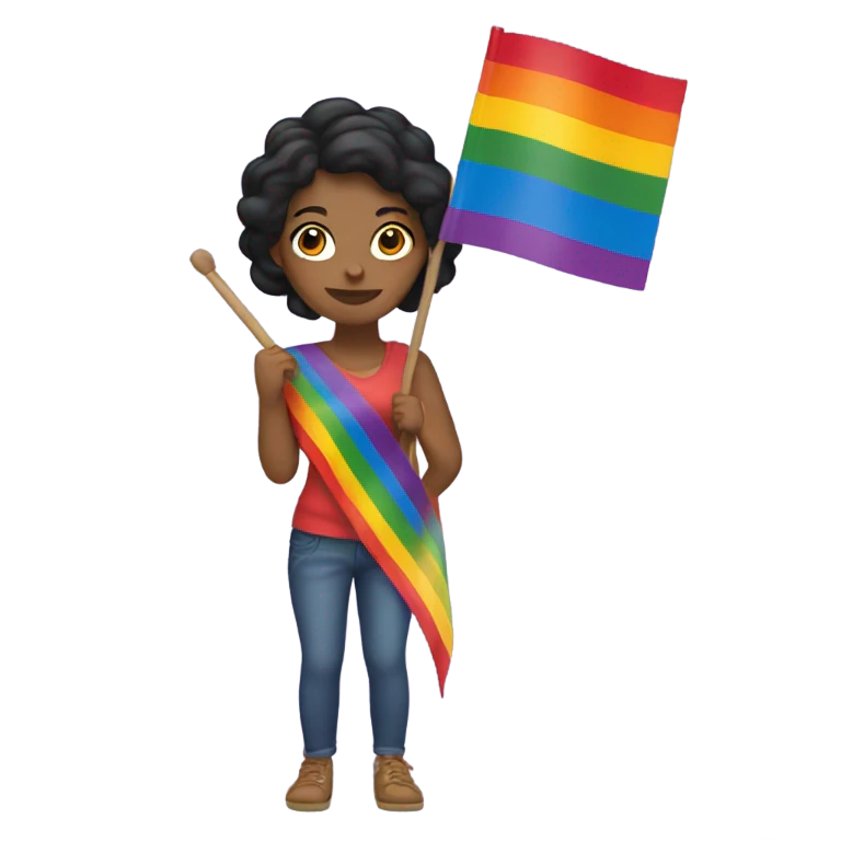 Latina Holding Gay pride flag emoji