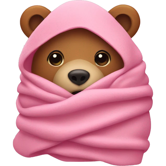 bear wrapped in pink blanket emoji