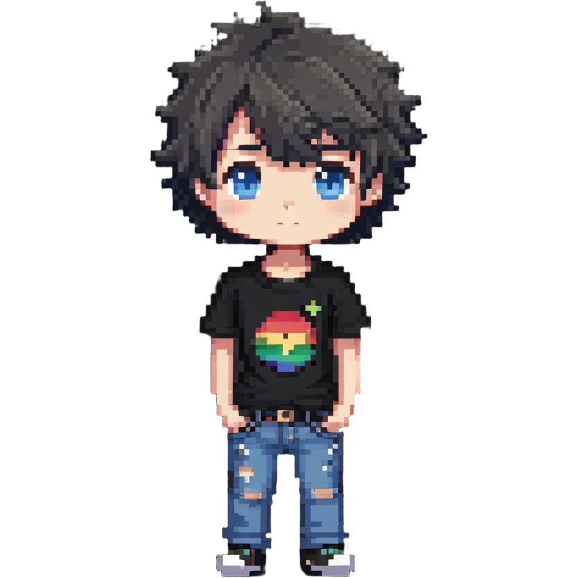 cute chibi boy with t-shirt and jeans emoji