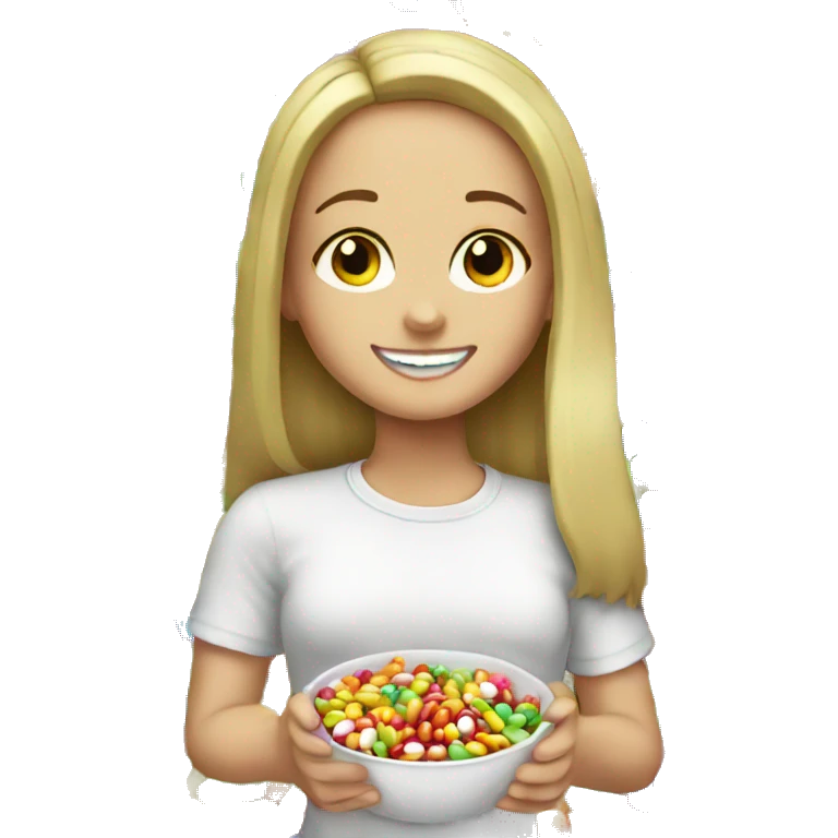 White Girl eating skittles  emoji