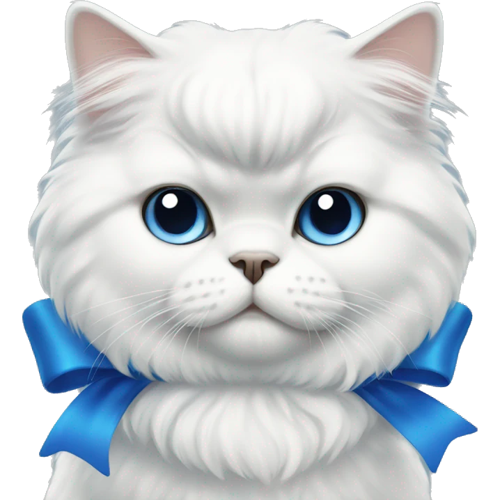 White Persian cat with blue bow emoji