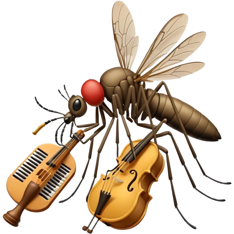 Mosquito playing instrument next to ear emoji
