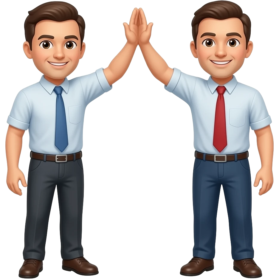 Two men high-fiving emoji
