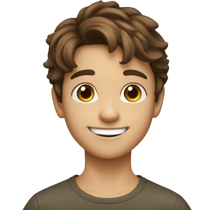 9 years old boy with brown hair and smiling emoji