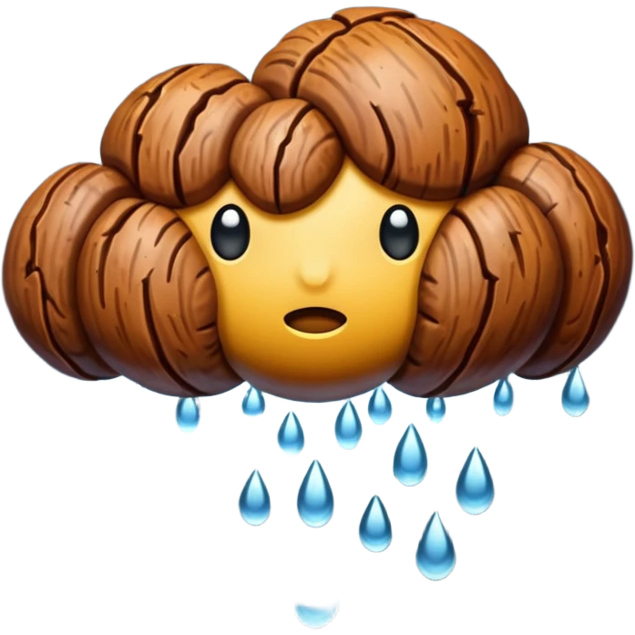 A pecan heavy metal rain cloud emoji