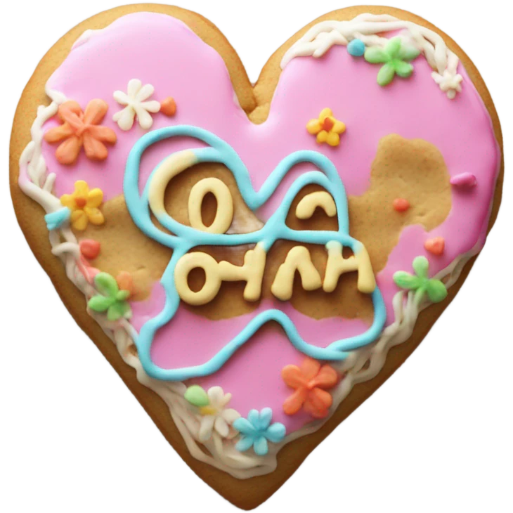 Cookie heart with ohana emoji