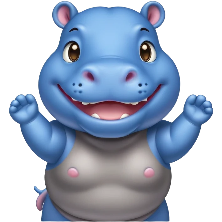 an cheering female Happy hippo with blue Skin Color  emoji