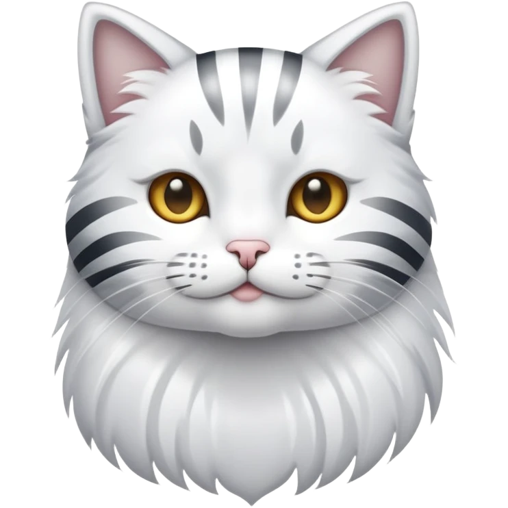 cat with white fur at the bottom and silver stripes at the top emoji
