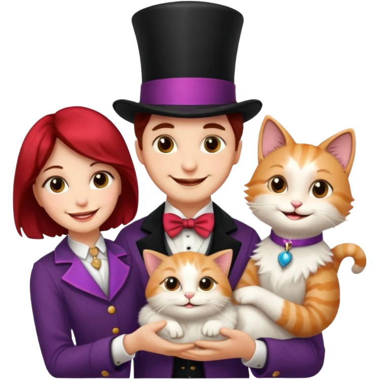 magician couple and their pet cat emoji