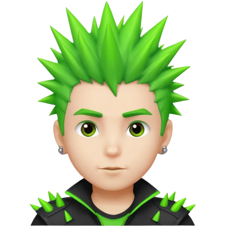 Boy with Neon Spiky Hair – bright green spikes, confident pose. emoji