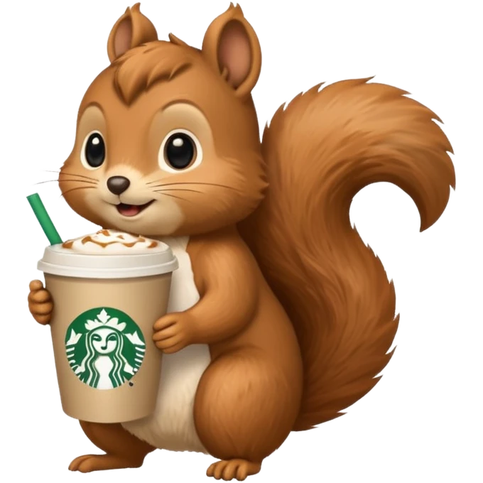 Squirrel with a Starbucks cup emoji