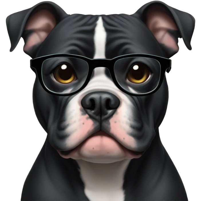 99% Black American Bully with nerd glasses emoji